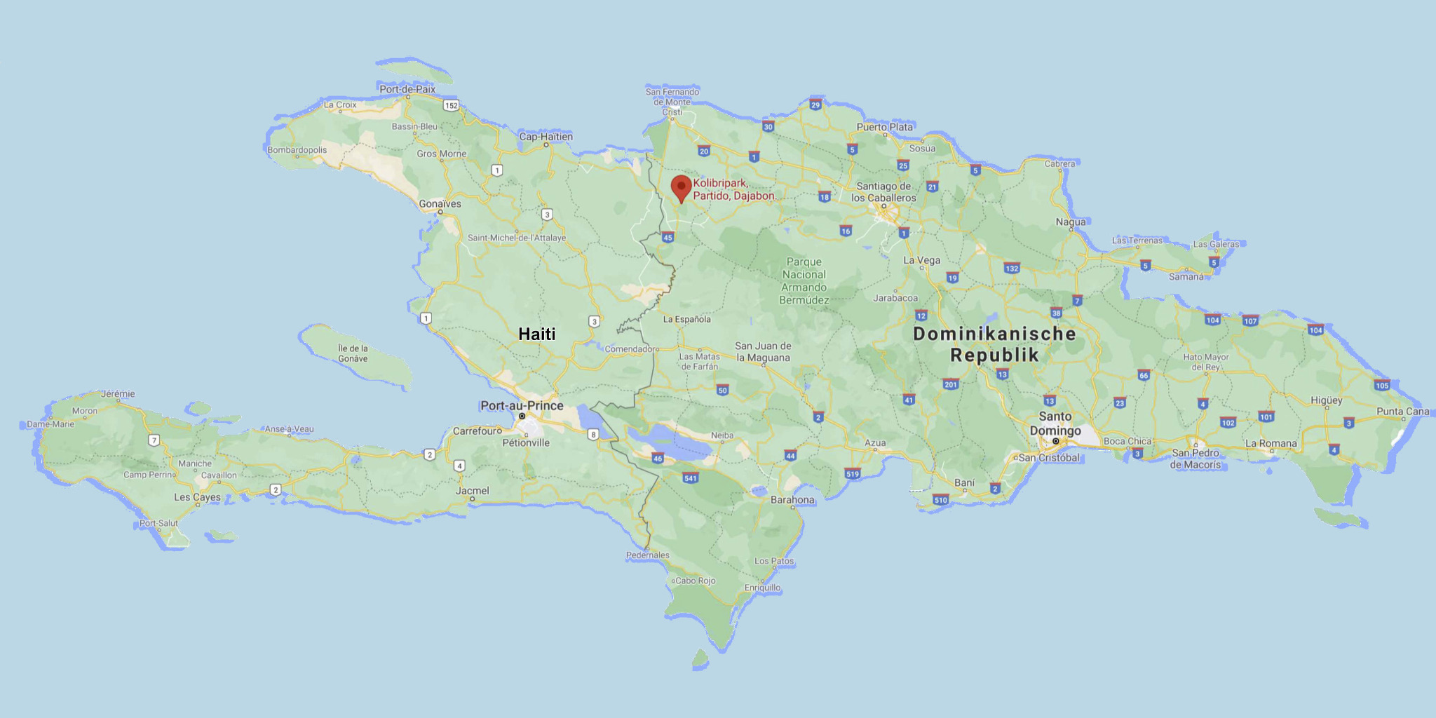 Standortkarte Dominikanische Republik mit Kolibripark